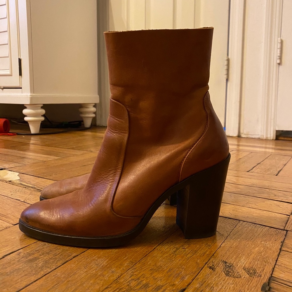 Brown Genuine Leather Booties